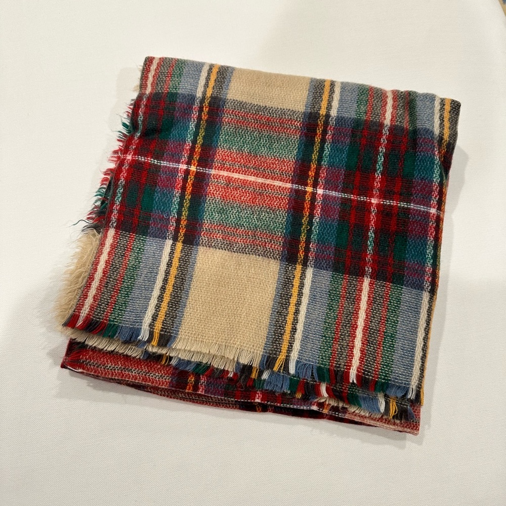Oversized plaid blanket scarf